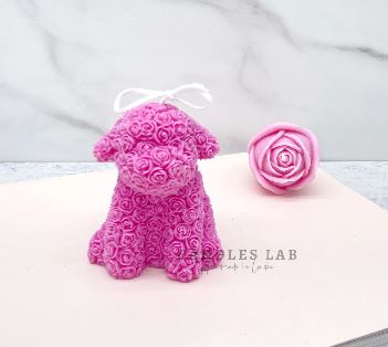 Handmade soy wax rose bear candle