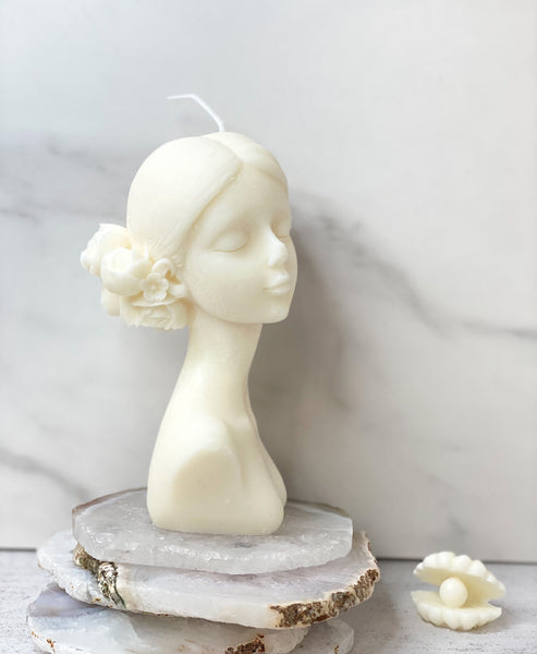 Handmade soy wax small beautiful girl head vegan candle