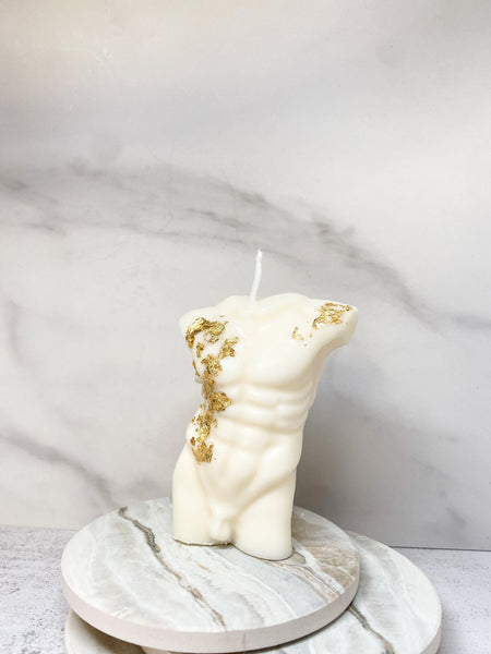 Handmade soy wax vegan gold leaf touched body shape candles