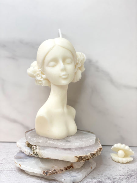 Handmade soy wax small beautiful girl head vegan candle