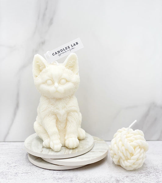 Handmade soy wax cat candle