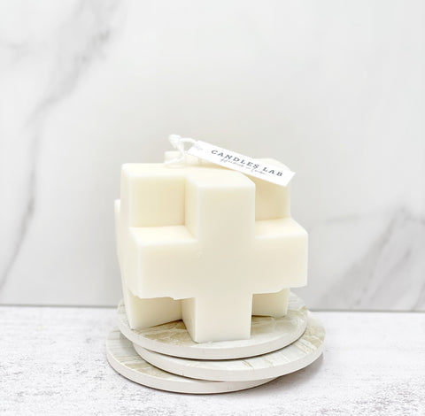 Handmade soy wax cross candle