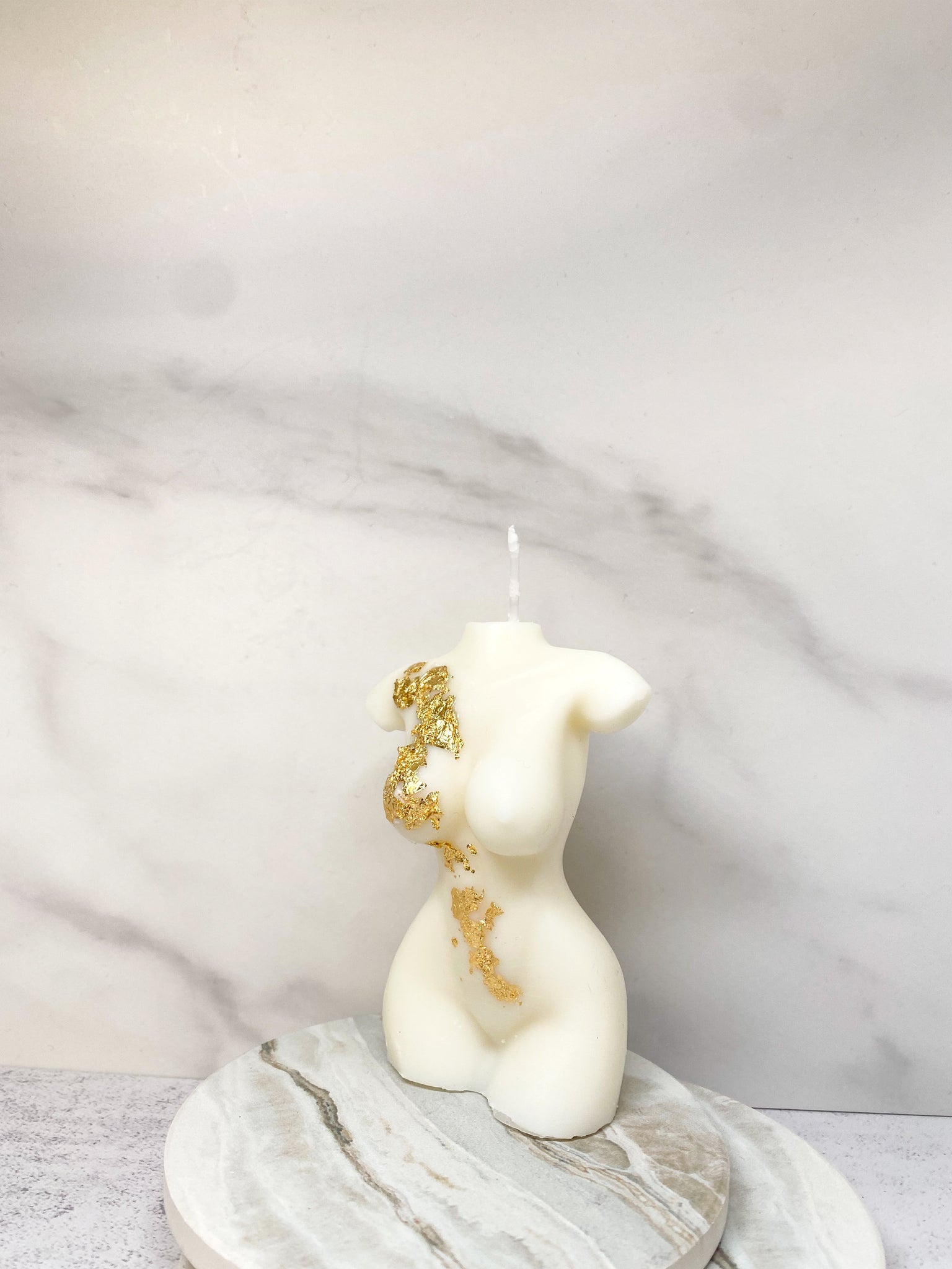 Handmade soy wax vegan gold leaf touched body shape candles