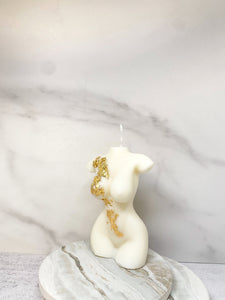 Handmade soy wax vegan gold leaf touched body shape candles