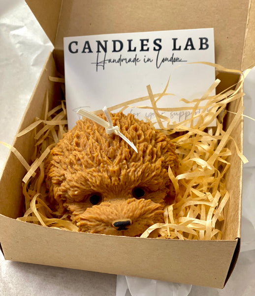 Handmade soy wax puppy vegan candle