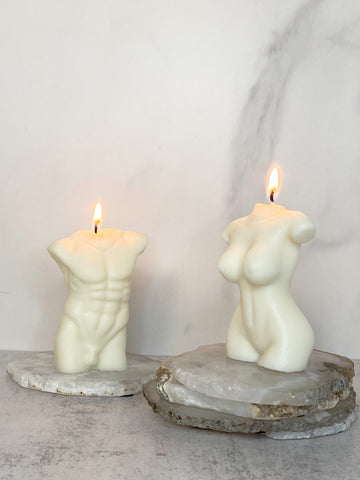 Handmade soy wax duo body shape candles