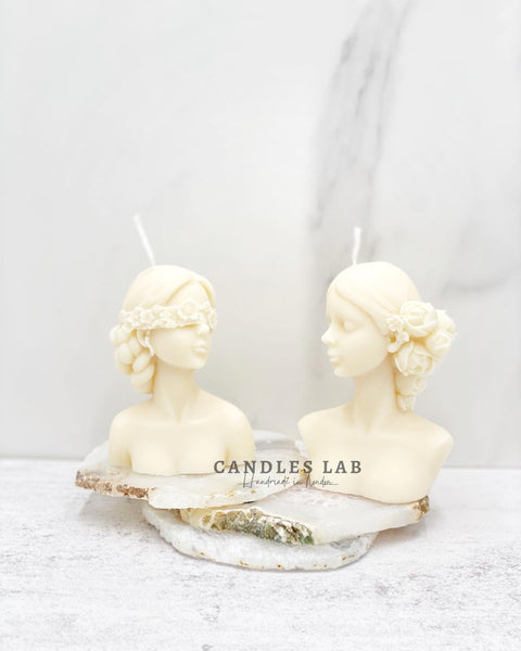 Handmade soy wax small beautiful girl head vegan candle