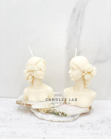 Handmade soy wax small beautiful girl head vegan candle