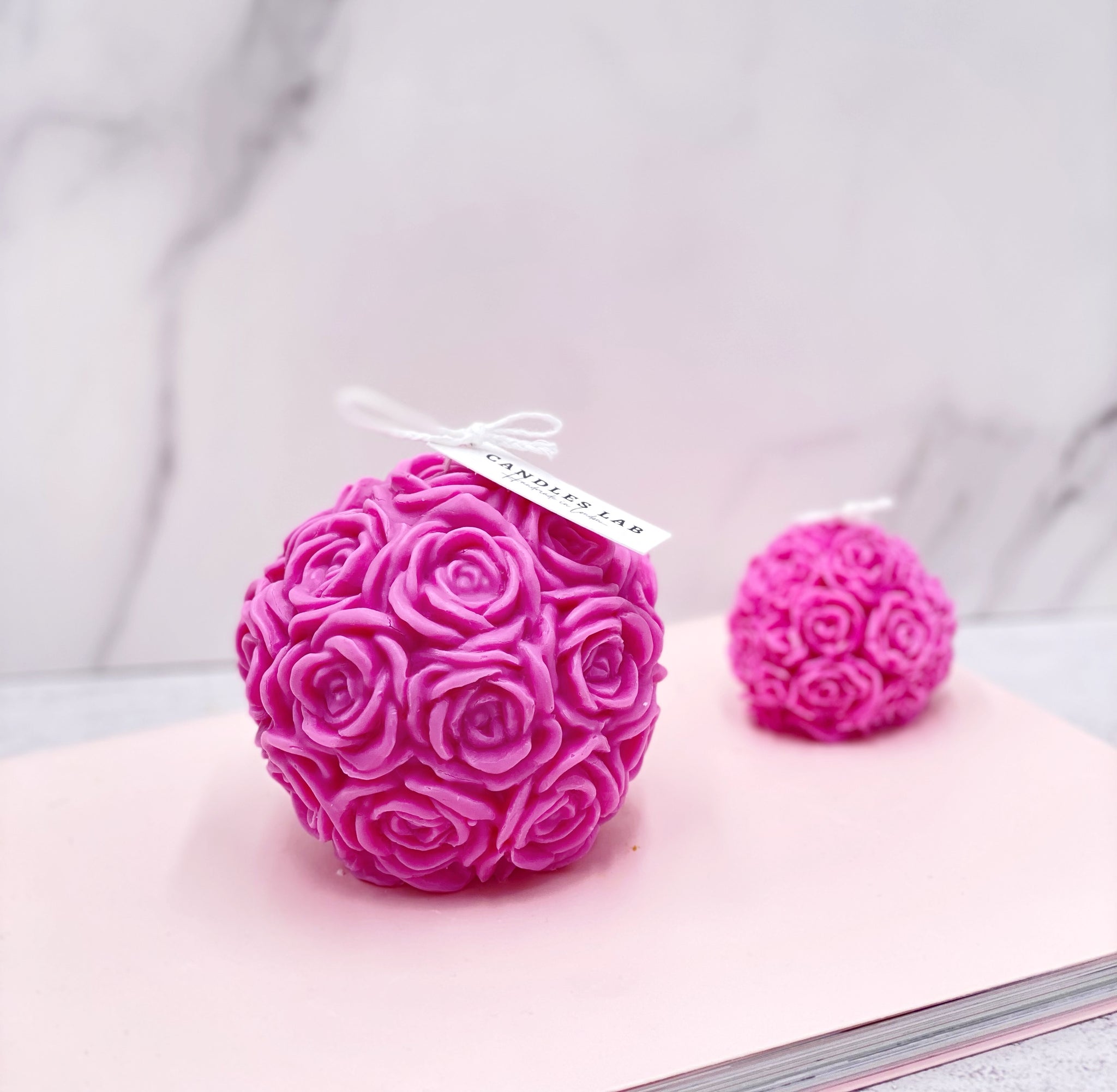 Handmade soy wax large rose ball candle