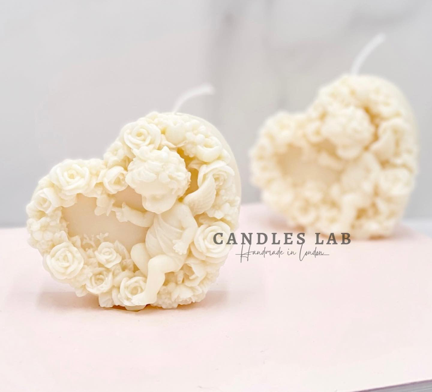 Handmade heart angel cupid soy wax candle